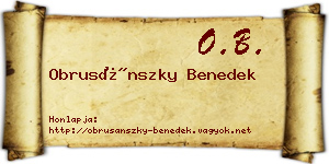 Obrusánszky Benedek névjegykártya